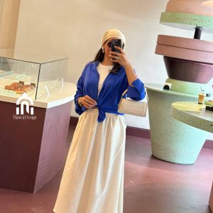 ست شومیز دامن نارین آبی کاربنی کرم